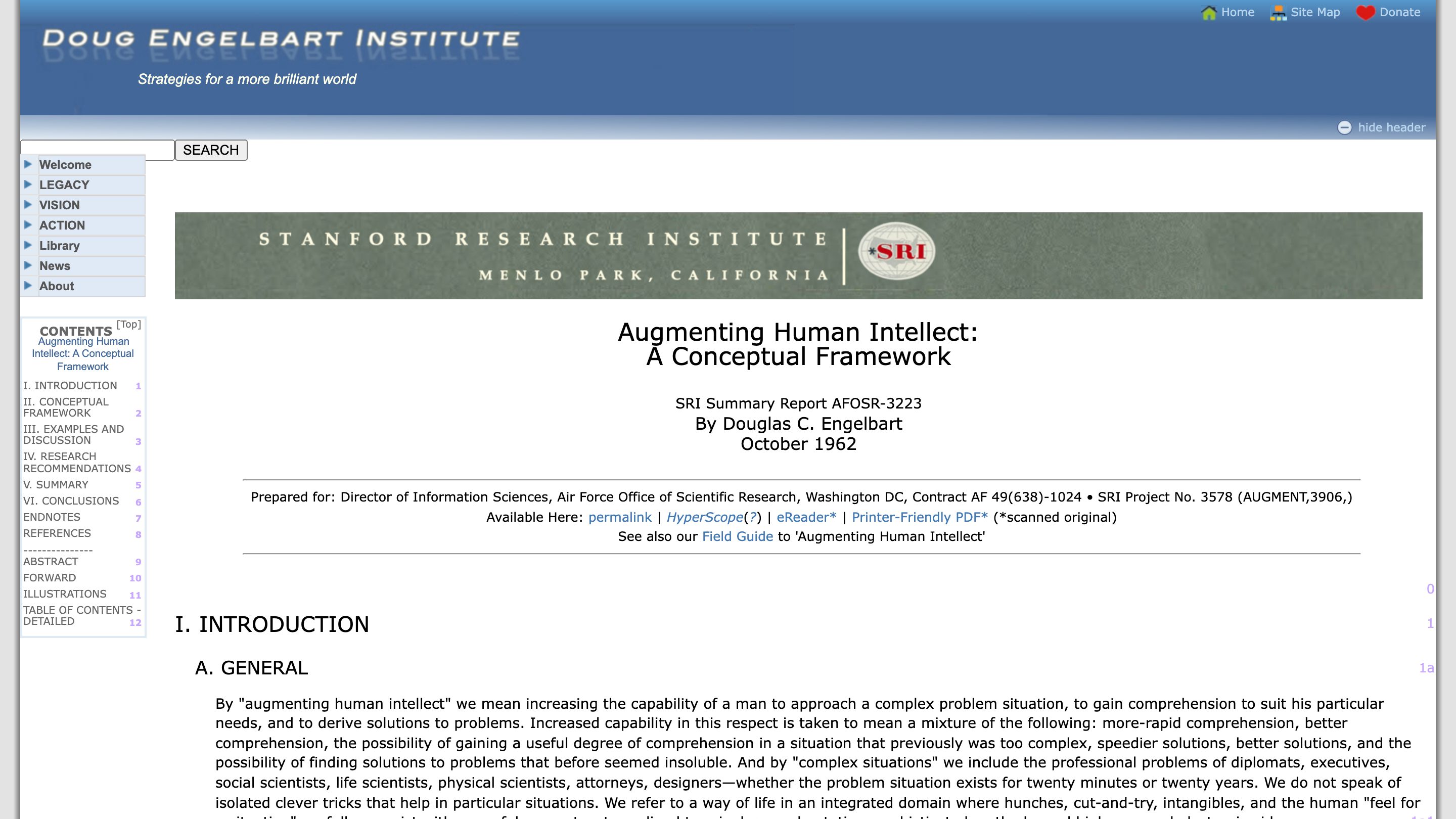 Cover of Augmenting Human Intellect: A Conceptual Framework